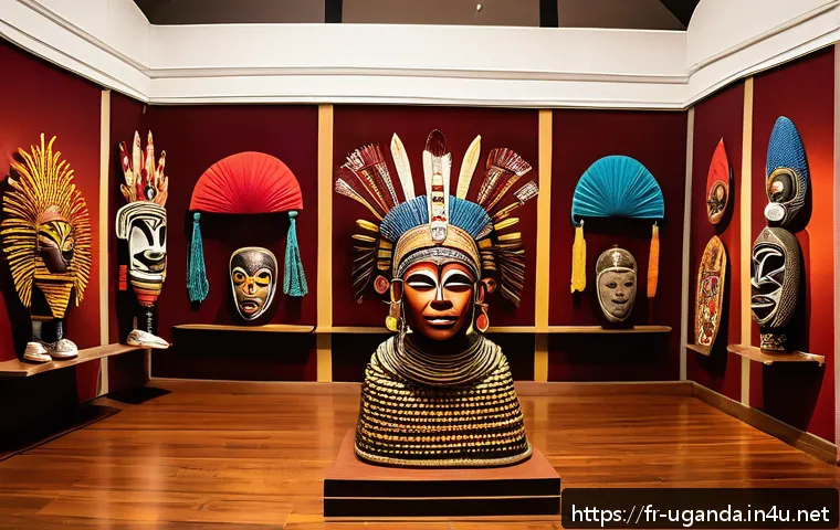 우간다 국립박물관 방문기 - A vibrant ethnographic exhibit inside the National Museum of Kampala, featuring a diverse collection...